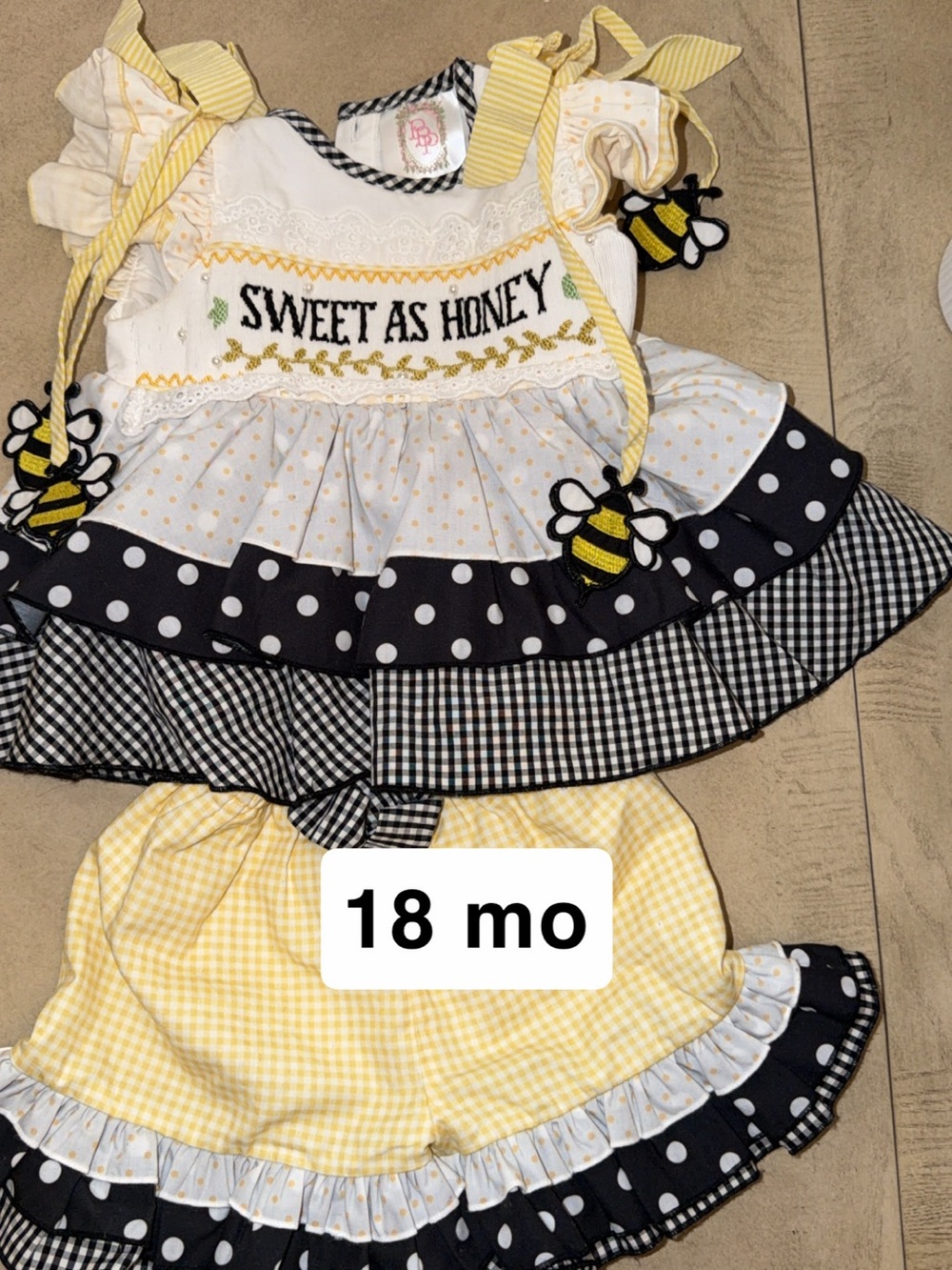 Sweet as Honey Yellow & Black Ruffle Shorts Set by